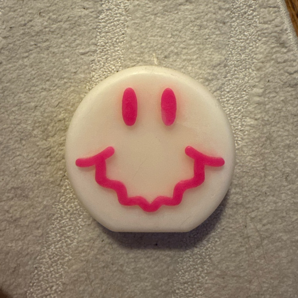 Smiley Face Pink and White Candle